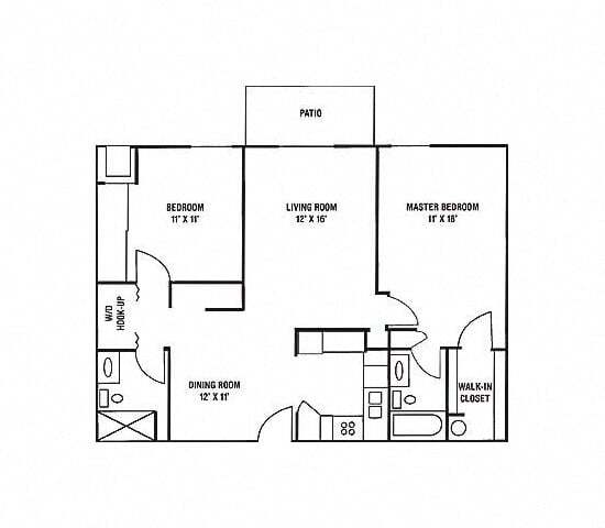 Floor Plan - E1 & E2 - 2 Bedroom, 2 Bath