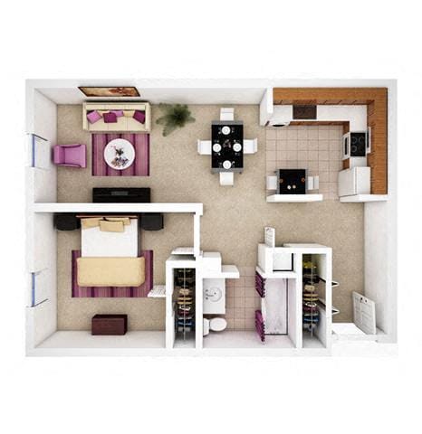 Floor Plan - 1x1 Pinot Noir