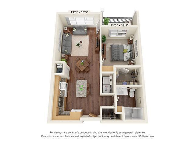 Floor Plan - One Bedroom - A2