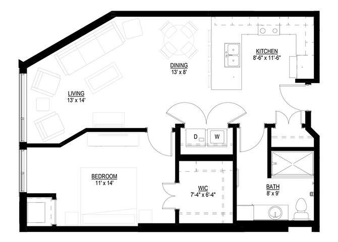 Floor Plan - One Bedroom B