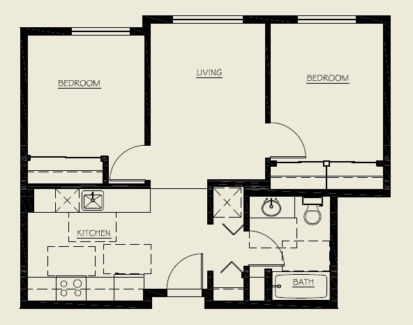 2BR/1BA - Two Bedroom (Age 61+ or better)