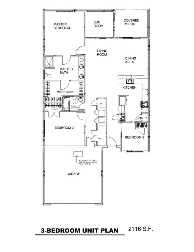 Floor Plan - 3 bed, 2 bath, 2 Car Garage