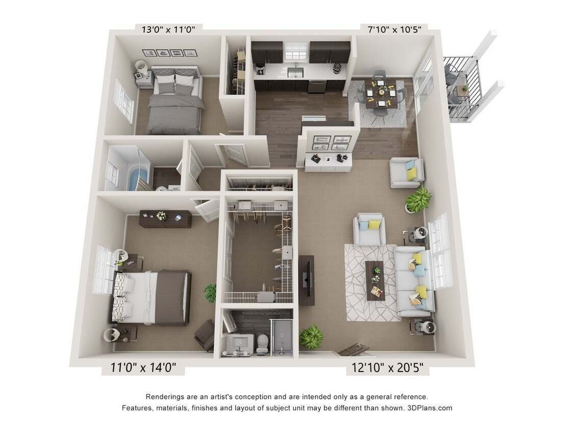 Floor Plan - 2 Bedroom 2 Bath – 942