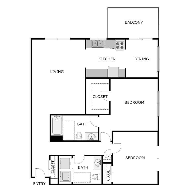 Floor Plan - 2 Bedroom 1.5 Bathroom