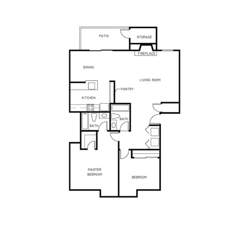 Floor Plan - 2x2 B