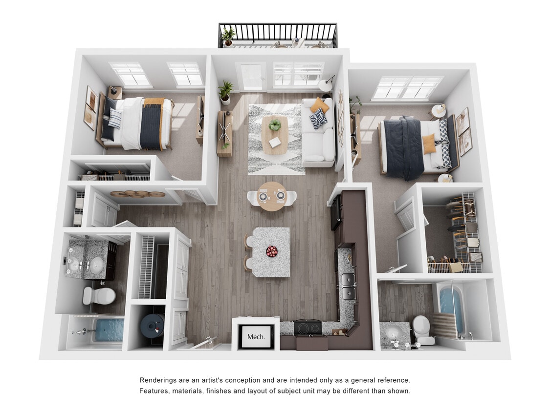 2 Bedroom, 2 Bath, 920-950 sq. ft. - Two Bedroom - C