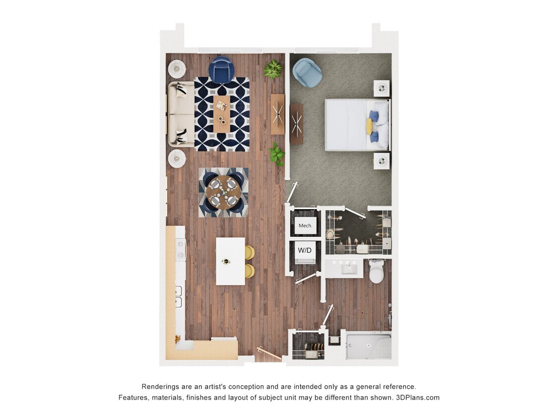 Floor Plan - One Bedroom 1C - 60%