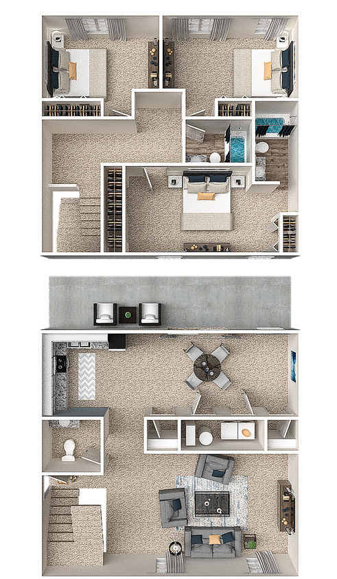 Explore this elegantly designed apartment layout, perfect for modern living. - 3 Bedroom Garden