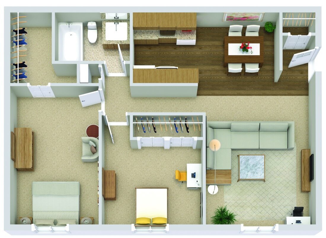 Floor Plan - The Birch (2BR / 1BA)