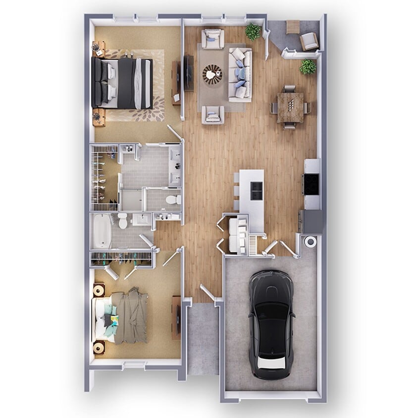 Floor Plan - The Glen-One Story 2 Bedroom