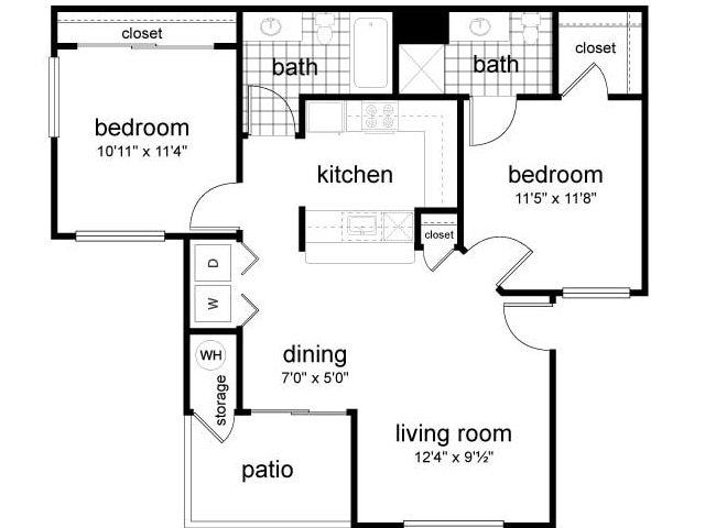 2BR/2BA - Two Bedroom Two Bath