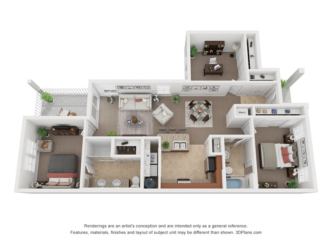 Floor Plan - Villa - Two Bedroom w/Den Two Bath