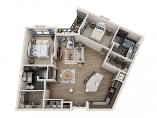 Floor plans are artist’s rendering. All dimensions are approximate. Actual product and specifications may vary in dimension or detail. Not all features are available in every apartment. Prices and availability are subject to change. - Taylor