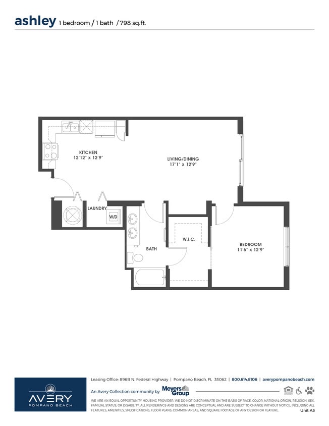 Floor Plan - a3-1x1 Ashley