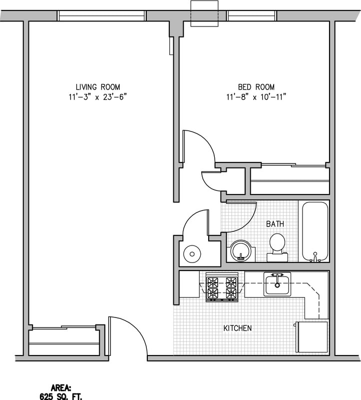 1BR/1BA - 1 Bedroom 1 Bathroom 