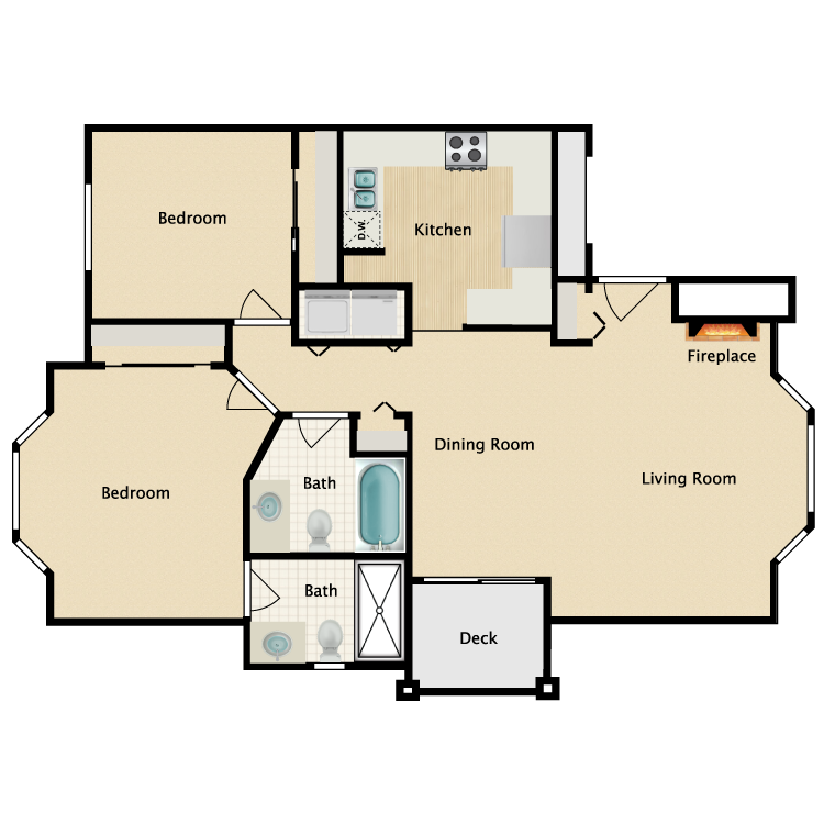Floor Plan - Two Bedroom Two Bath