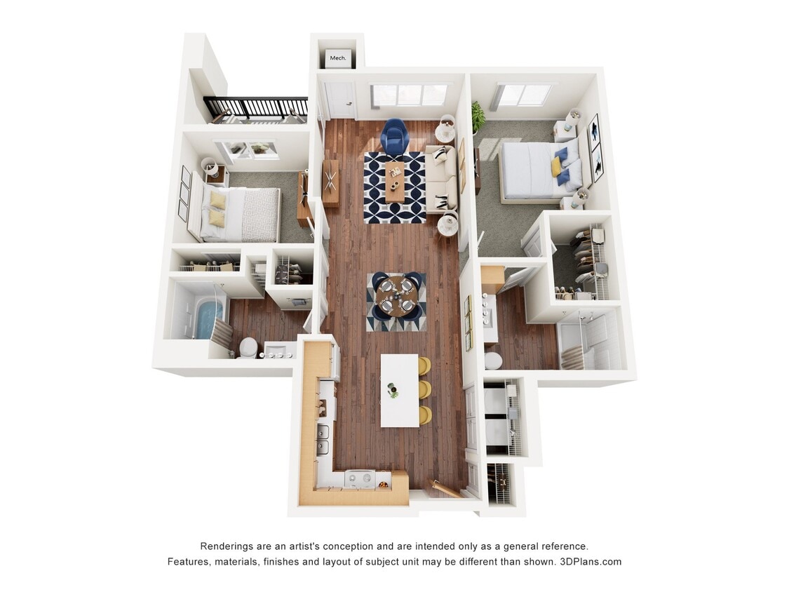 Floor Plan - Two Bedroom 2C - 60%
