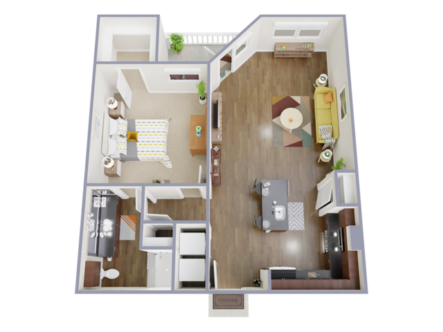 1 Bedroom, 1 Bathroom - 1 Bed, 1 Bath C (80% Income Restricted)