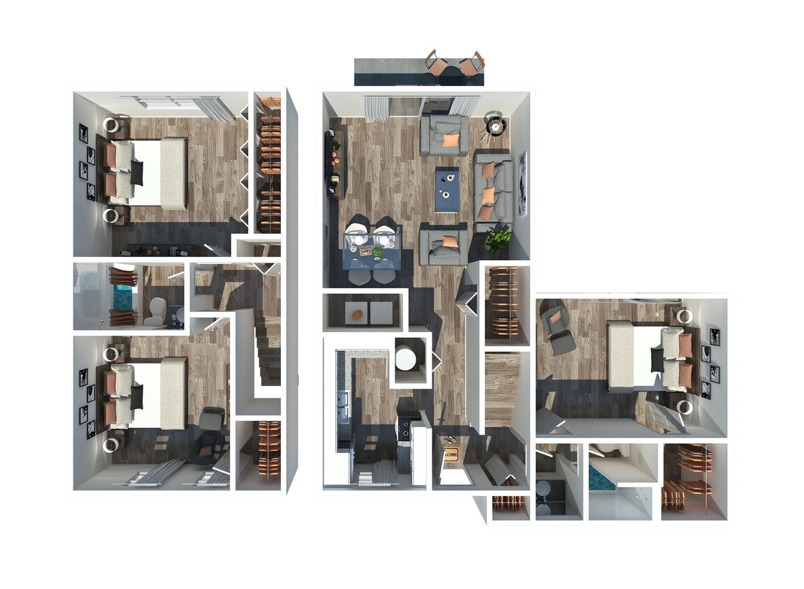 3 Bedroom - The Huntley 3 Bedroom 2 Bath Townhome