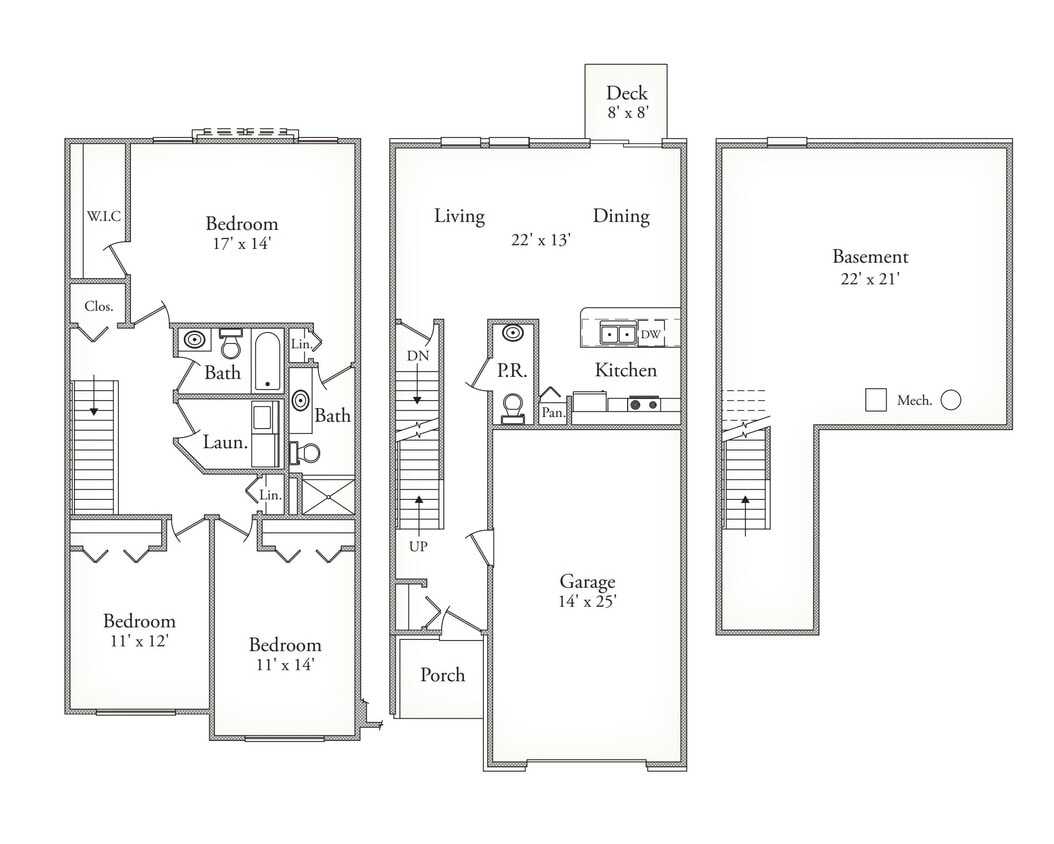 Floor Plan - Cedar, with att 1 car garage, unfin. bas
