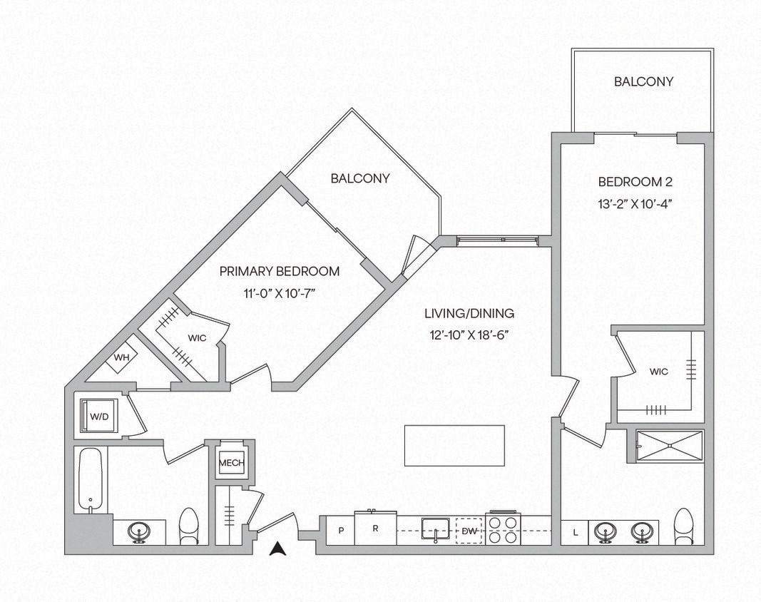 Floor Plan - B09 - 2BR 2BA (1080 SF)