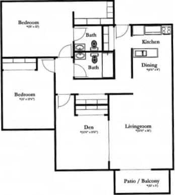 Floor Plan - Two Bedroom w/ Den 5-01