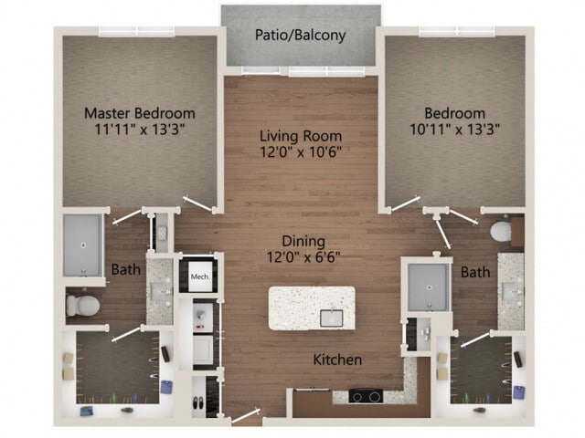 Floor plans are artist’s rendering. All dimensions are approximate. Actual product and specifications may vary in dimension or detail. Not all features are available in every apartment. Prices and availability are subject to change. - B1