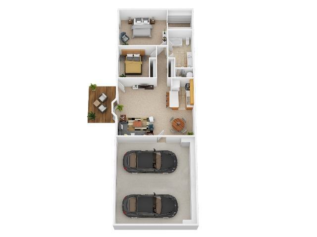 Floor Plan - Two Bedroom One Bathroom Large