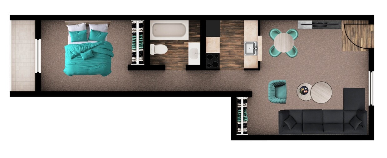 1 bed, 1 bath - A1 / Willow