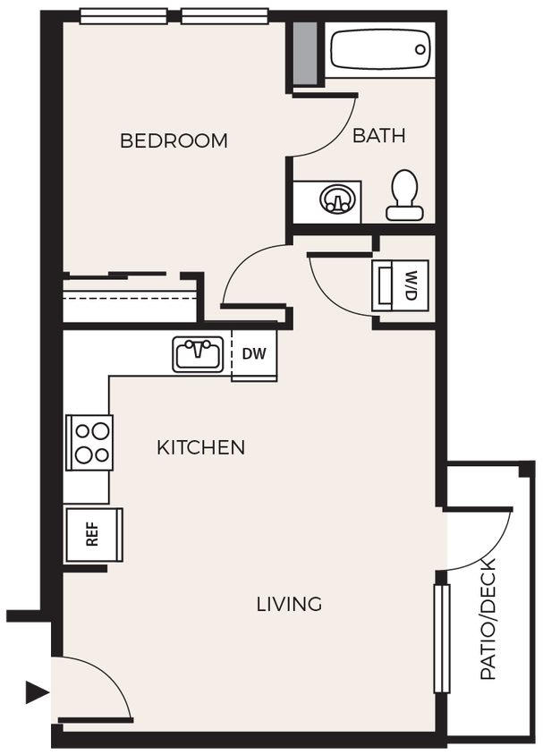 Floor Plan - 1 Bed 1 Bath  A7