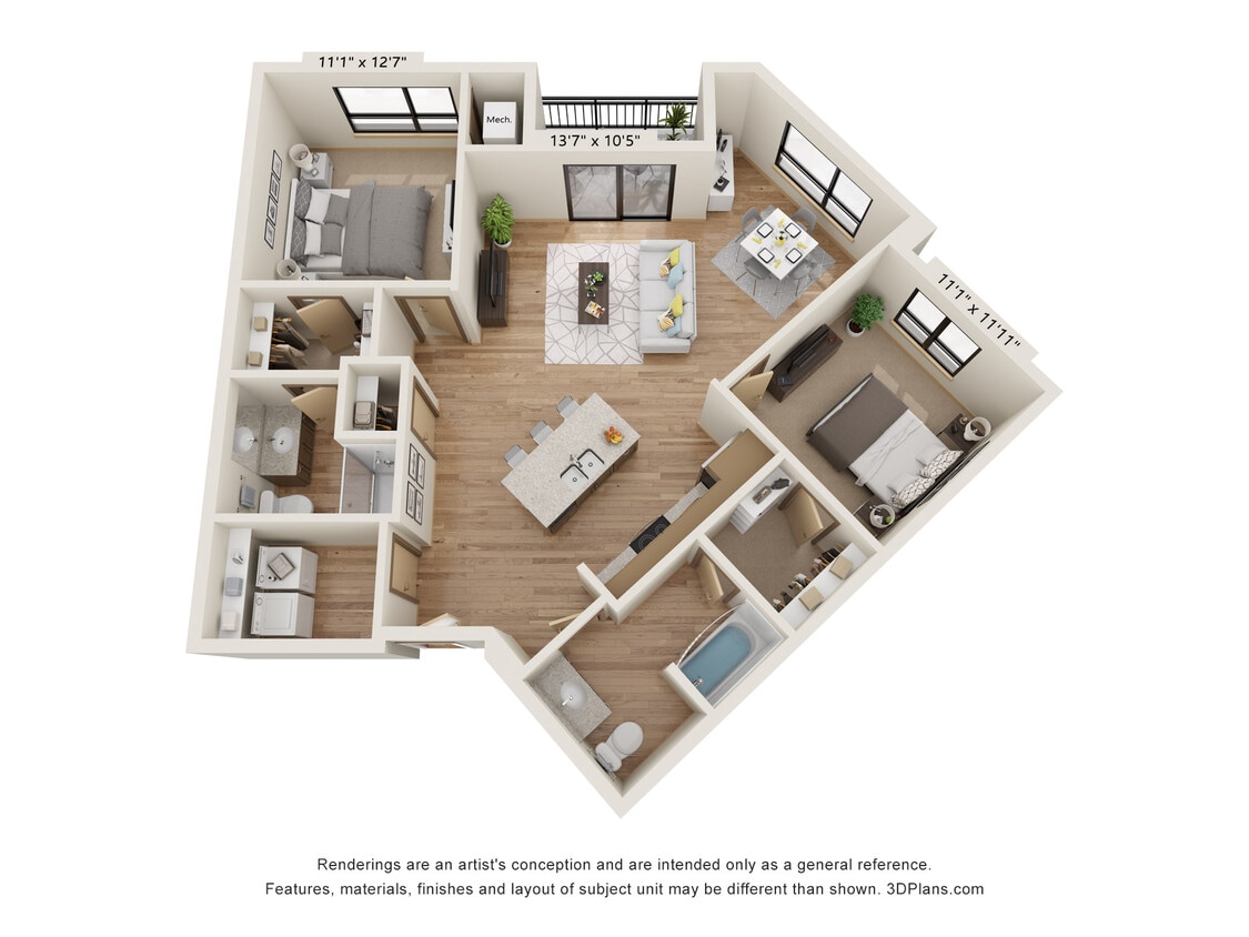 Floor Plan - 2 Bed, 2 Bath