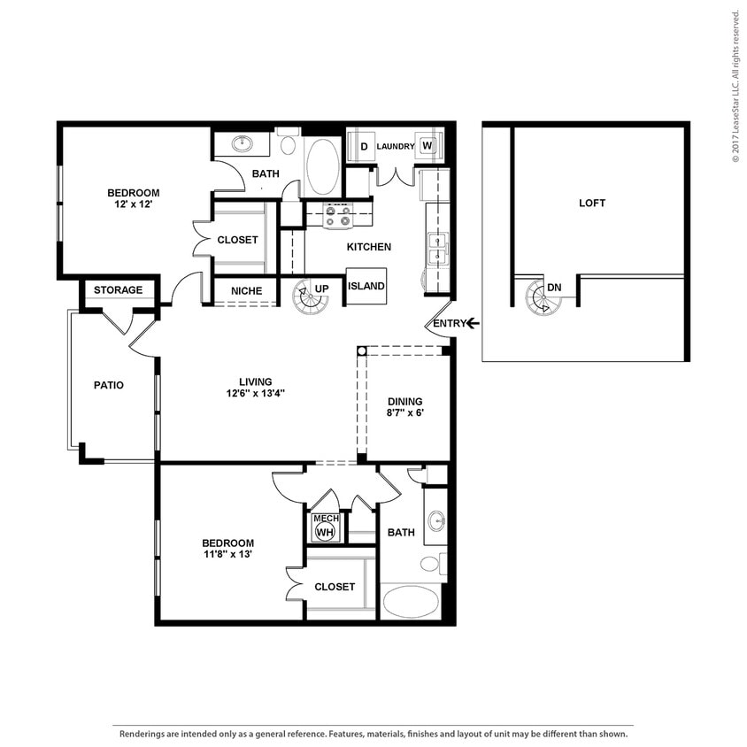 Avana Uptown - Plan 5 Loft - 2 Beds - 2 Baths - 1310 Sq. ft. - Plan 5 Loft