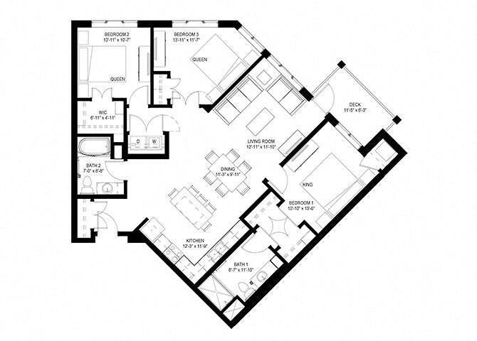 Floor Plan - Three Bedroom - A