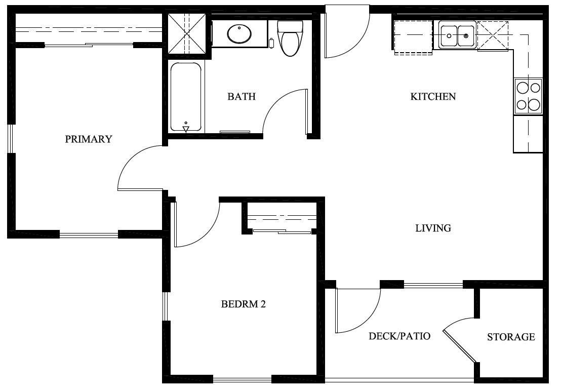 Floor Plan - 2 Bedroom 1 Bathroom