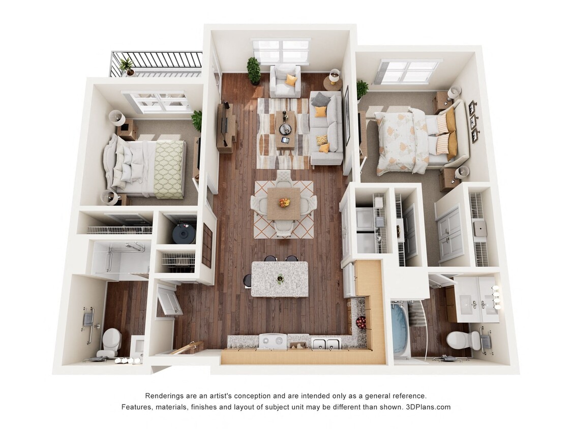 Floor Plan - Two Bedroom B1 (Wheelchair Accessible)