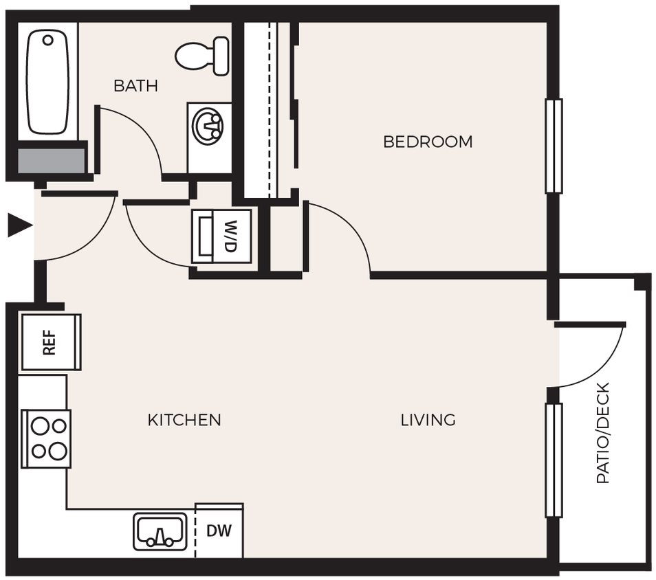 Floor Plan - 1 Bed 1 Bath  A4