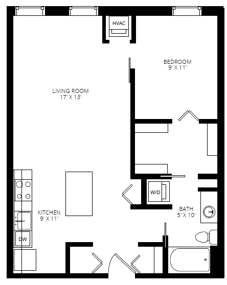 Floor Plan - 1x1 A1