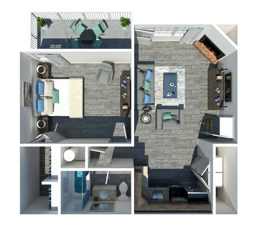 One Bedroom One Bathroom 732 Square Feet - One Bedroom One Bathroom