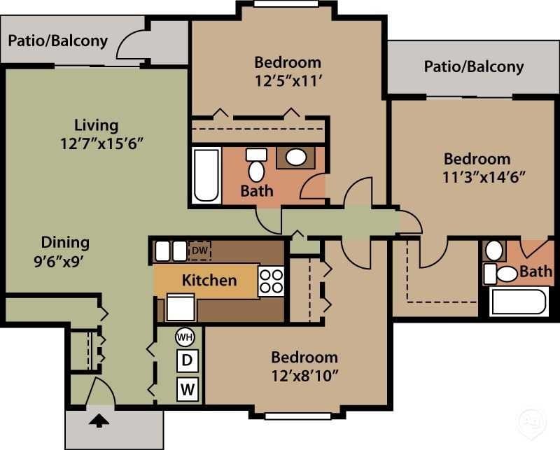 Floor Plan - 3 Bed 2 Bath