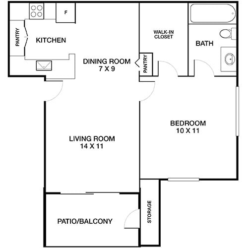 Floor Plan - 1 Bedroom B