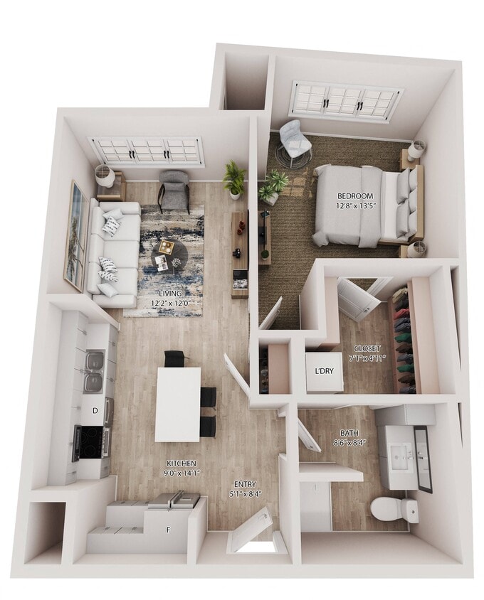Floor Plan - 1 Bedroom 1 Bath