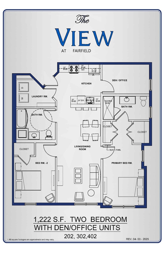 202, 302, 402 - 55+ 2 Bed + 2 Bath + Den
