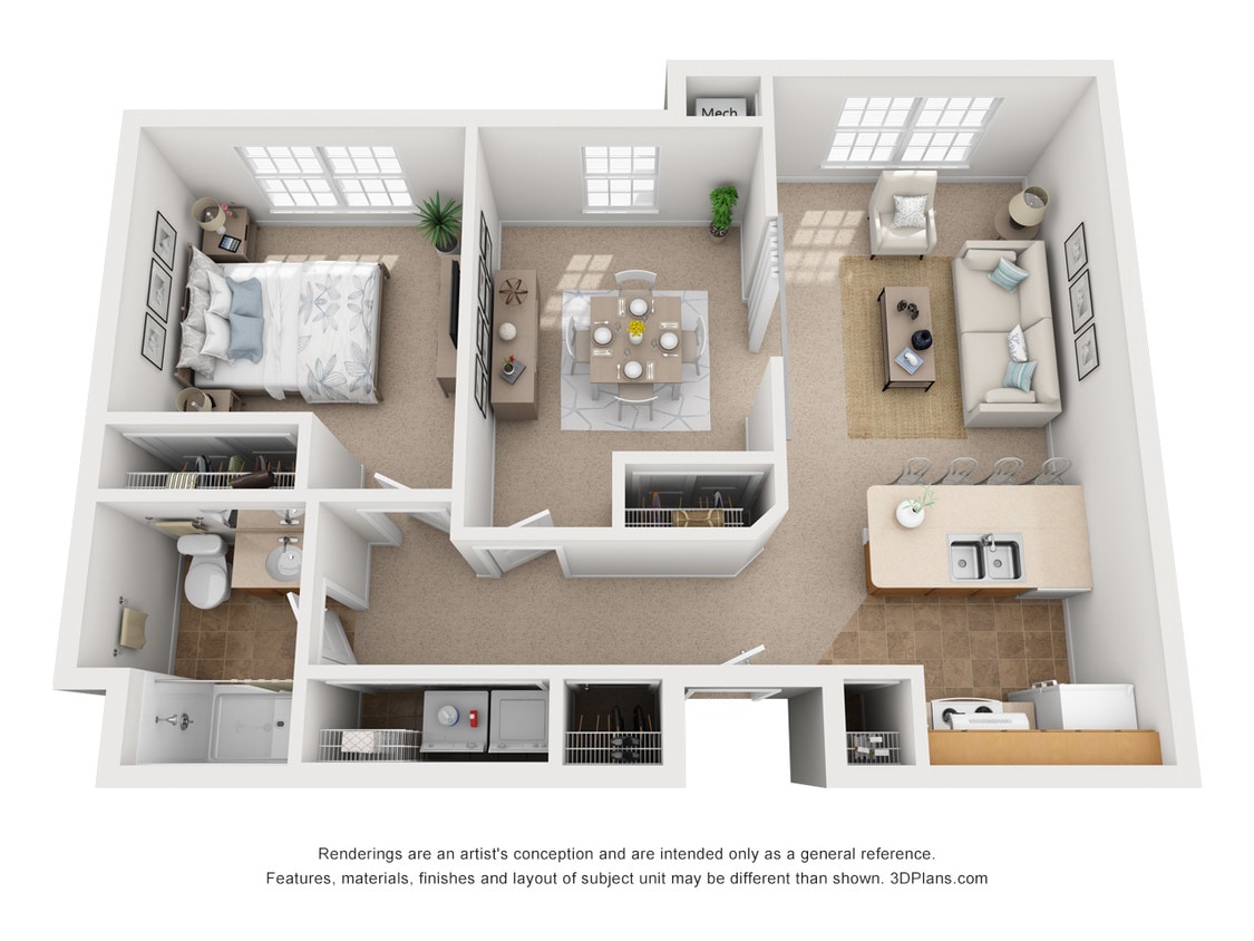 Floor Plan - One Bedroom + Den
