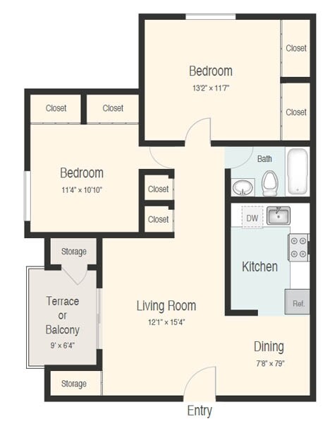 Two Bedroom - Two Bed One Bath