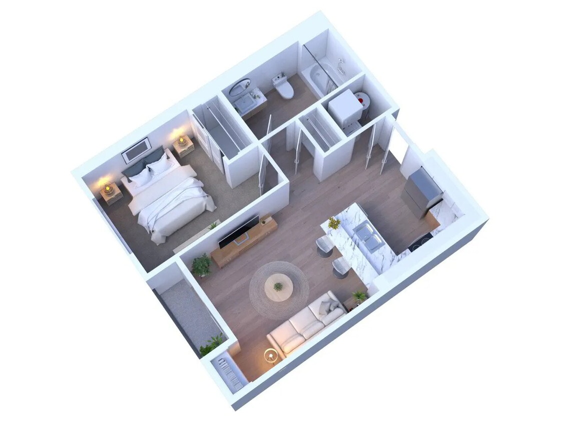 Floor Plan - 1 Bedroom 1 Bath 565 sqft
