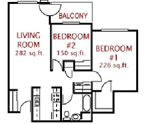 2BR/1BA - Two Bedroom/1 Bath